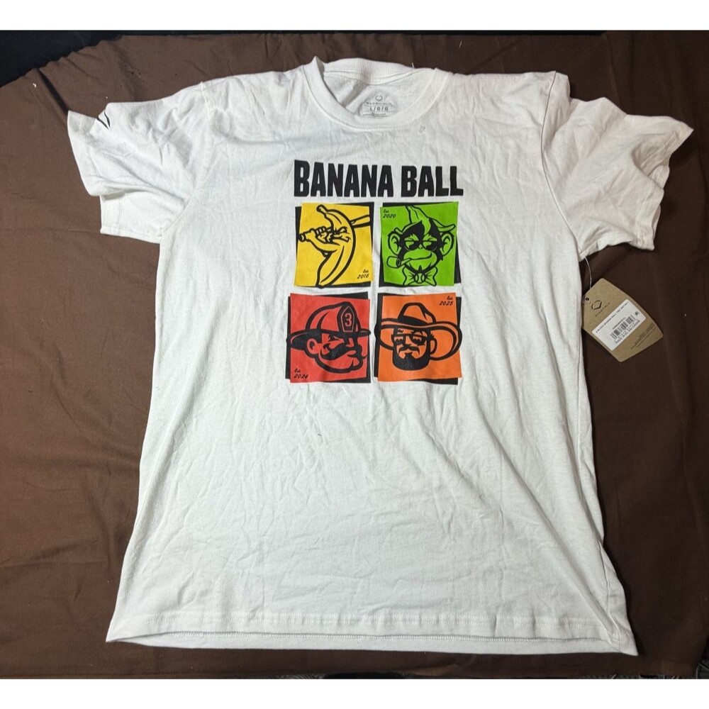 EvoShield Banana Ball T-Shirt Men's Large White Graphic Tee Savannah Bananas